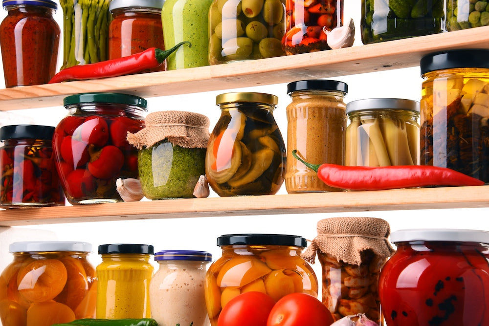 Pantry stocked with various non-perishable items