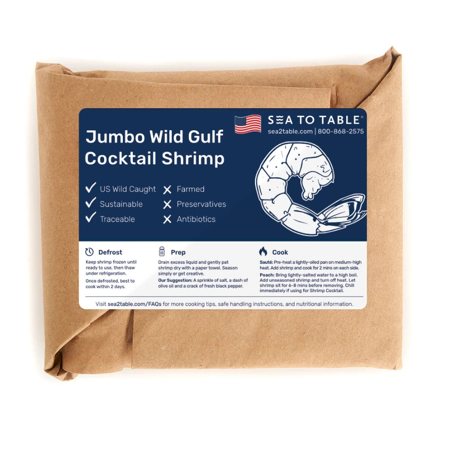 Jumbo Wild Gulf Cocktail Shrimp (2 x 6pc servings)