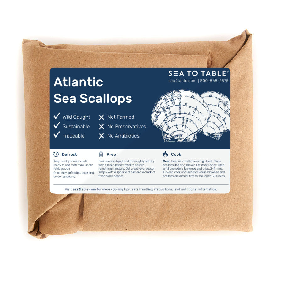 Atlantic Sea Scallops, packaged