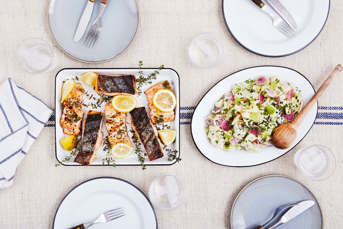 Grilled Wild King Salmon with Potato Salad