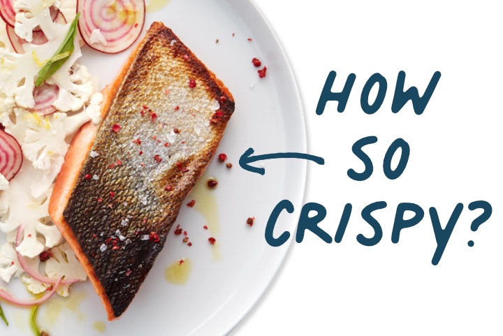 Crispy seared salmon with caption, "How So Crispy?"