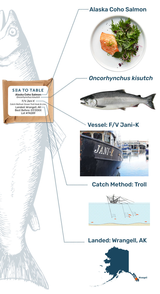 Traceability label for Wild Alaska Coho Salmon